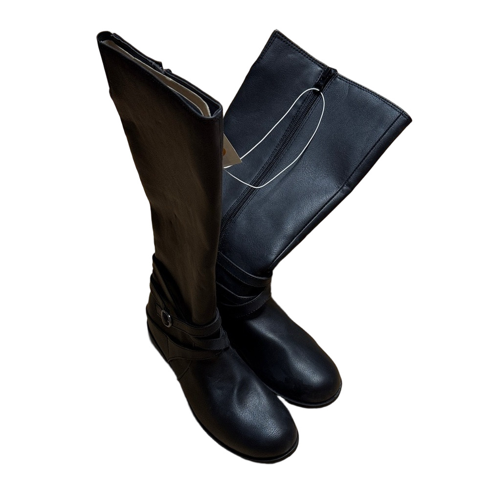 Cat & Jack Girls Size 5 Black Knee High Riding Boots Side Zip NWT